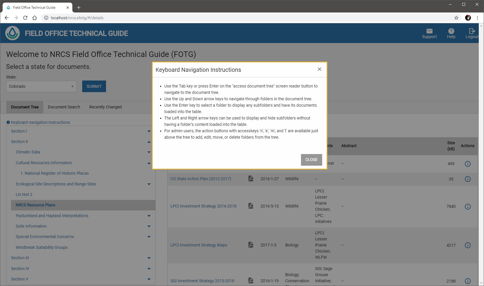 Keyboard Navigation Instructions